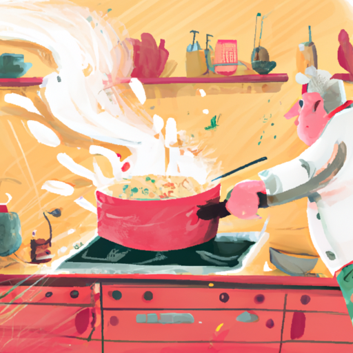 איור יצירתי של שף גורמה מבשל במטבח