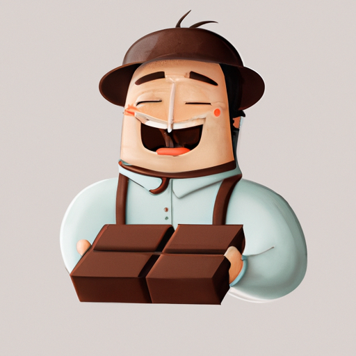 תמונה של אדם מחזיק קופסת שוקולד עם הבעה מרוצה.