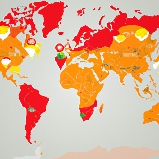 איור של מפה גלובלית עם טווח ההגעה של מאסטרקארד מודגש