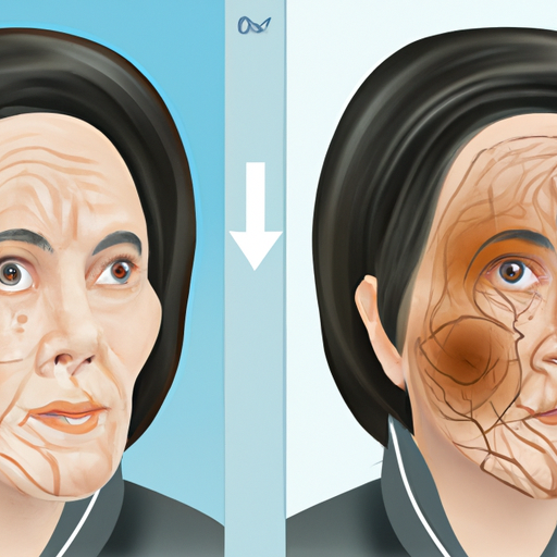 פנים של אדם עם סימני הזדקנות גלויים לפני ואחרי טיפול פלזמה.