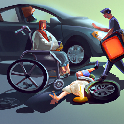 איור של תאונת דרכים בה היה מעורב מרותק לכיסא גלגלים
